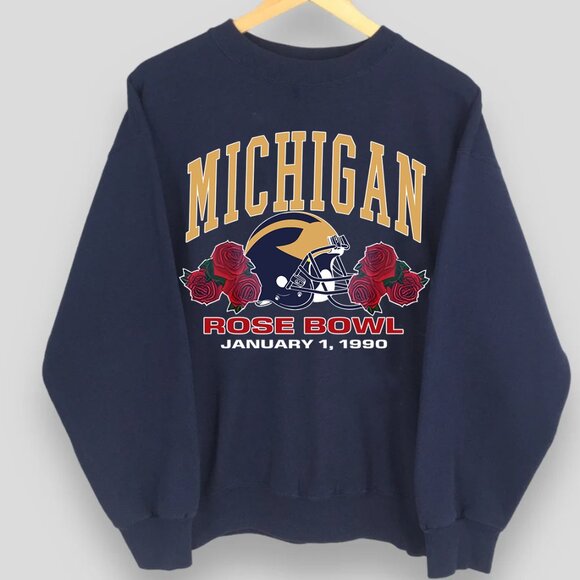 University Of Michigan Sweatshirt Michigan Wolverines 1990 Rose Bowl Shirt - Picture 2 of 2